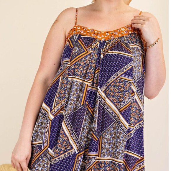 Plus Size Boho Gypsy Wide Leg Jumpsuit Jumper - Picture 8 of 8